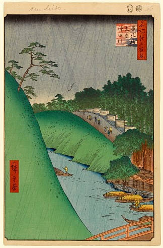 47 （46） 从昭平桥出发的西道和神田河 47 (46) Seidō and Kanda River from Shōhei Bridge (1857)，歌川广重