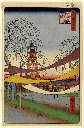 6. 马喰町的初音骑马场 6. Hatsune Riding Ground in Bakuro Chō (1857)，歌川广重