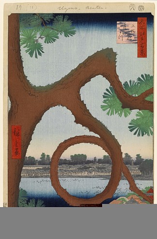 89.上野的月亮松 89. Moon Pine in Ueno (1857)，歌川广重