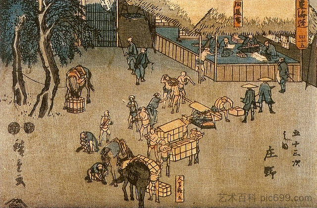 连接江户（东京）和京都的道路 The road connecting Edo (Tokyo) and Kyoto (1850)，歌川广重