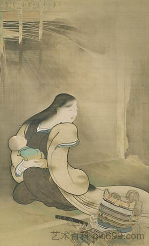 寡妇和孤儿 寡婦と孤児 (1895)，菱田春草