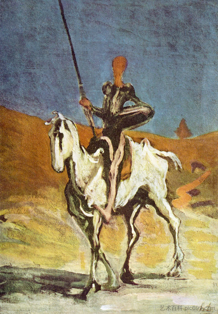 堂吉诃德和桑丘潘萨 Don Quixote and Sancho Pansa (c.1865 - c.1870)，奥诺雷·杜米埃