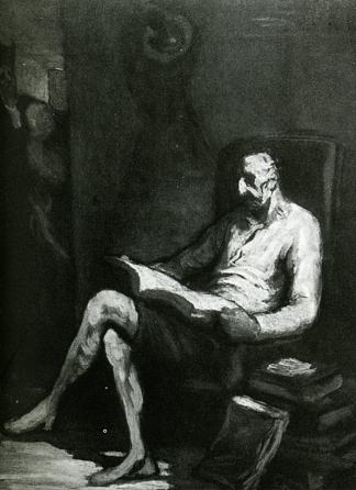 堂吉诃德阅读 Don Quixote Reading (c.1865 – c.1870)，奥诺雷·杜米埃