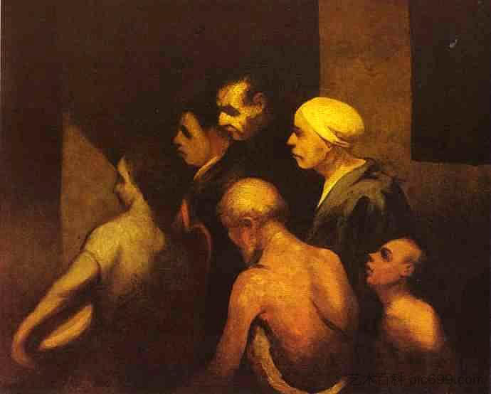 乞丐 The Beggars (c.1845)，奥诺雷·杜米埃