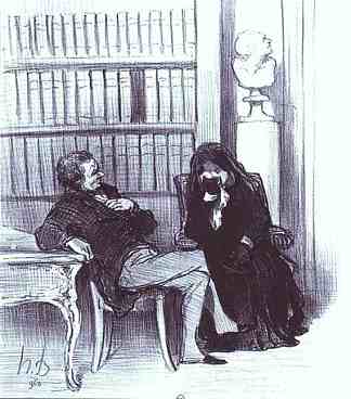 咨询中的寡妇 The Widow at a Consultation (c.1846)，奥诺雷·杜米埃