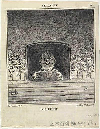 梯也尔。提示器 Thiers. The Prompter (1870)，奥诺雷·杜米埃