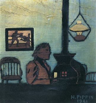 坐在炉子附近的男人 Man Seated Near Stove (1941)，霍里斯·皮平