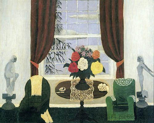 维多利亚客厅静物 Victorian Parlor Still Life (1945)，霍里斯·皮平