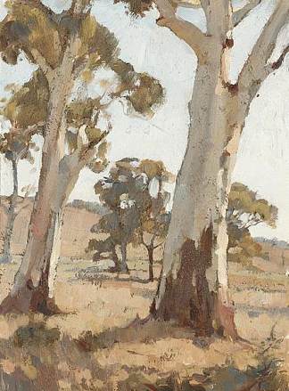 书房， 胶树， 伍德赛德 Study, Gum Trees, Woodside (1926)，霍勒斯·特雷纳里