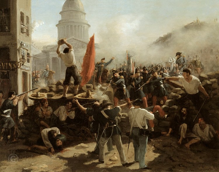 1848年6月25日，巴黎苏夫洛街的路障上 On the barricades on the Rue Soufflot, Paris, 25 June 1848 (1848 - 1849)，贺拉斯·贝内特
