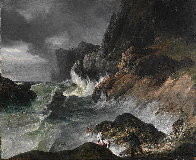 海难后的暴风雨海岸场景 Stormy Coast Scene after a Shipwreck，贺拉斯·贝内特