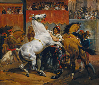无骑马比赛的开始 The Start of the Race of the Riderless Horses (1820)，贺拉斯·贝内特