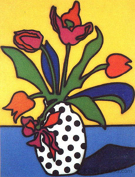 郁金香和斑点花瓶 Tulips and Spotted Vase (1986)，霍华德·阿克利