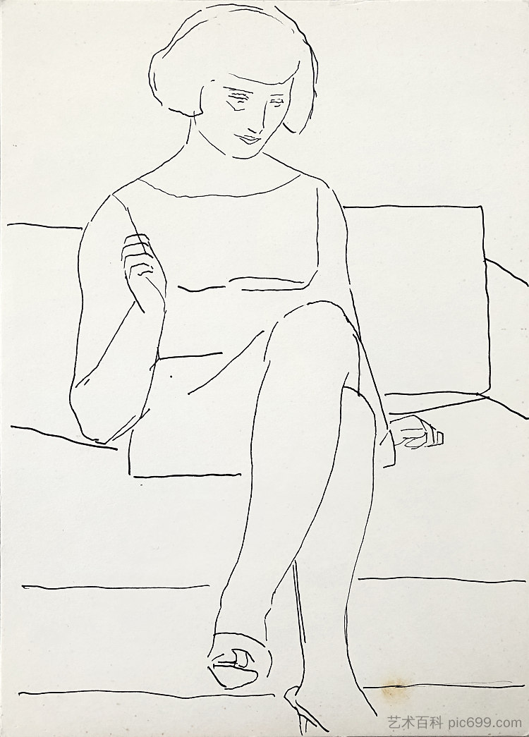 坐着的女人 Sitting woman (c.1965 - c.1975)，赫里霍里·哈夫里连科