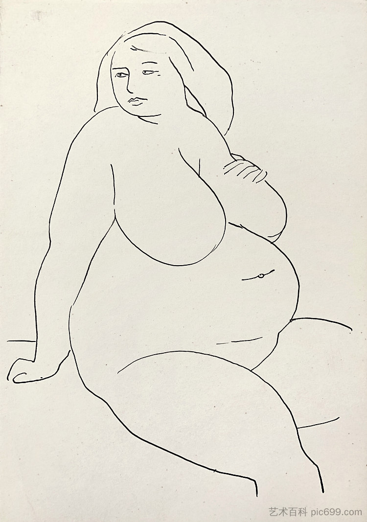 裸体坐姿 Nude sitting (c.1965 - c.1975)，赫里霍里·哈夫里连科