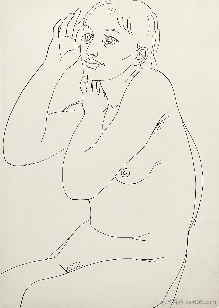 裸体坐姿 Nude sitting (c.1965 - c.1975)，赫里霍里·哈夫里连科