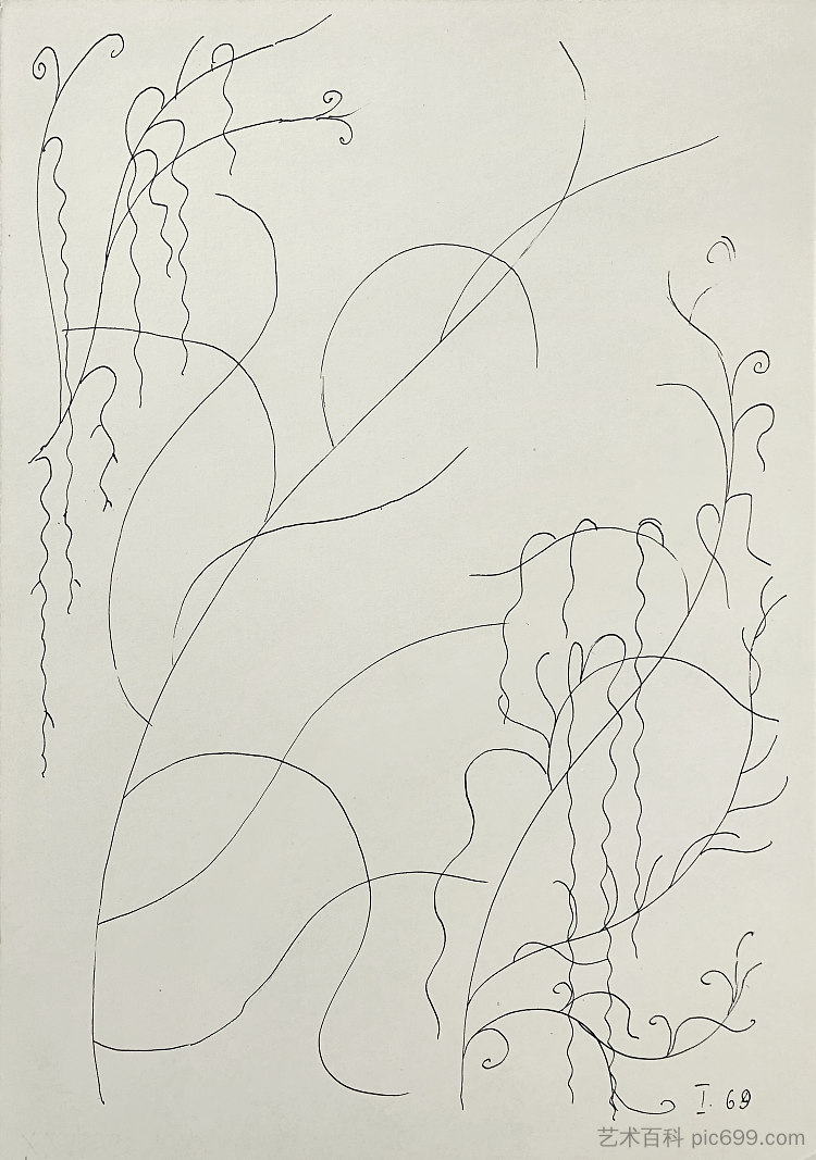 植物图案组合物 Composition with plant motifs (1969)，赫里霍里·哈夫里连科