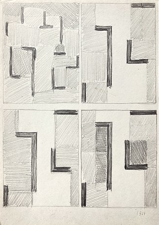 四种抽象构图（素描） Four Abstract Compositions (Sketches) (1964)，赫里霍里·哈夫里连科