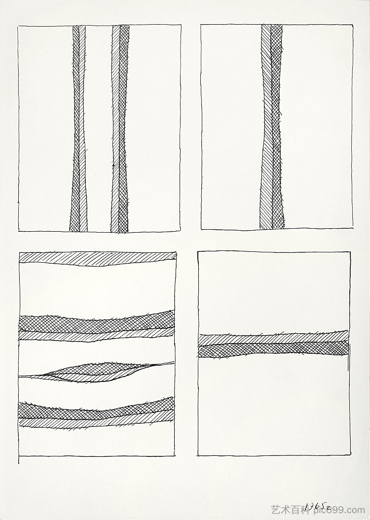 四种抽象构图（素描） Four Abstract Compositions (Sketches) (1965)，赫里霍里·哈夫里连科