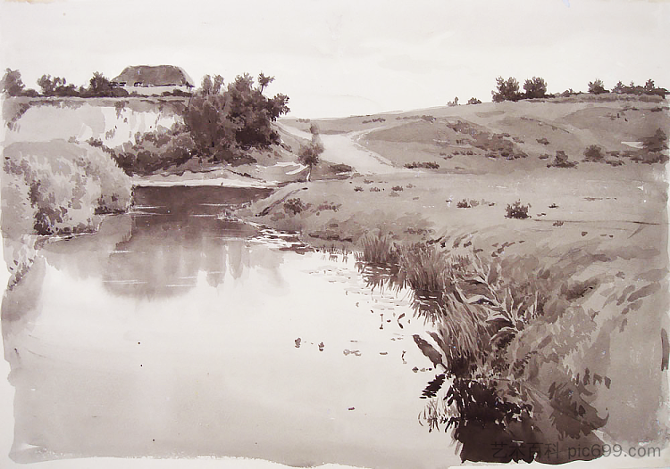 乡村景观 Rural Landscape (1950)，赫里霍里·哈夫里连科