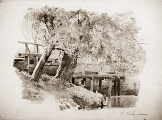 带桥的景观 Landscape With A Bridge，赫里霍里·哈夫里连科