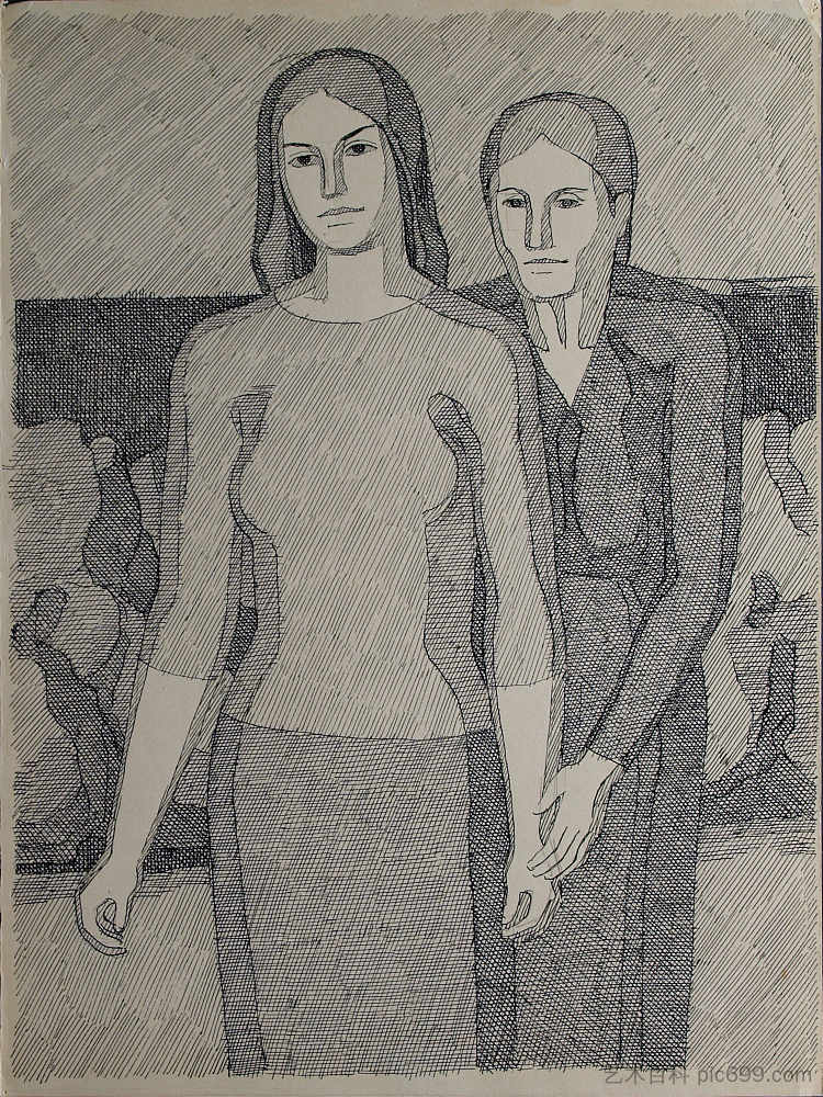 自然界中的两个女人 Two Women In Nature (c.1960)，赫里霍里·哈夫里连科