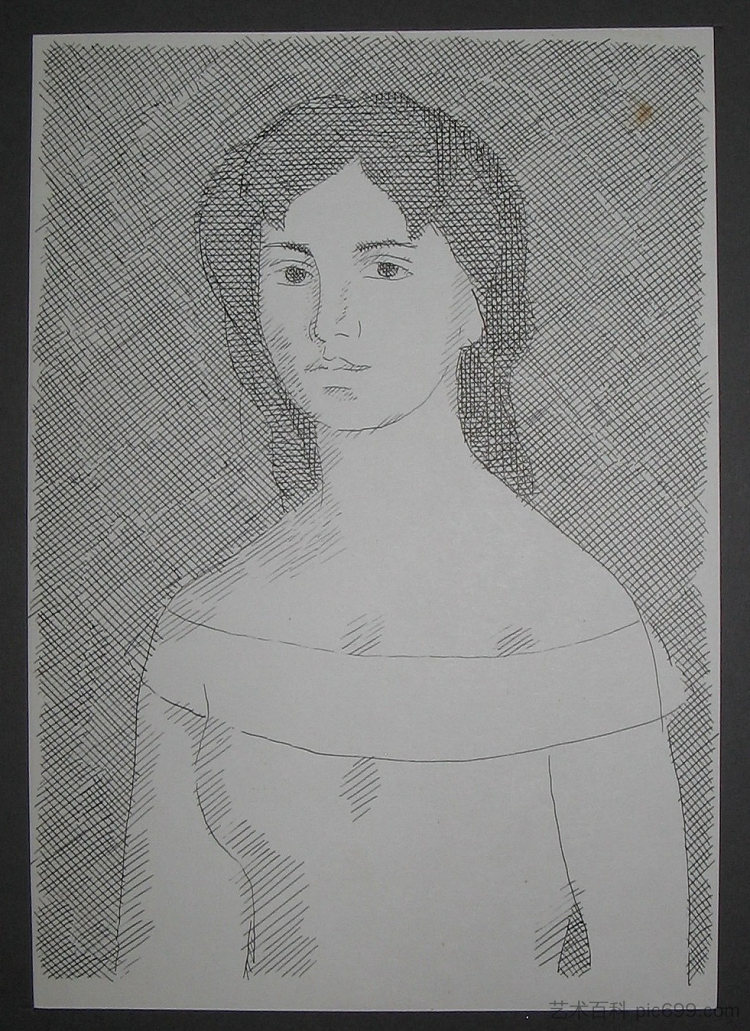 女性形象。摘自“寻找普希金的女性形象”系列 Female Image. From the series 'Search for Pushkin's Female Images' (c.1970)，赫里霍里·哈夫里连科