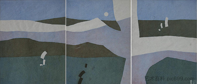三联画《白帆》 Triptych 'White Sail' (c.1975)，赫里霍里·哈夫里连科