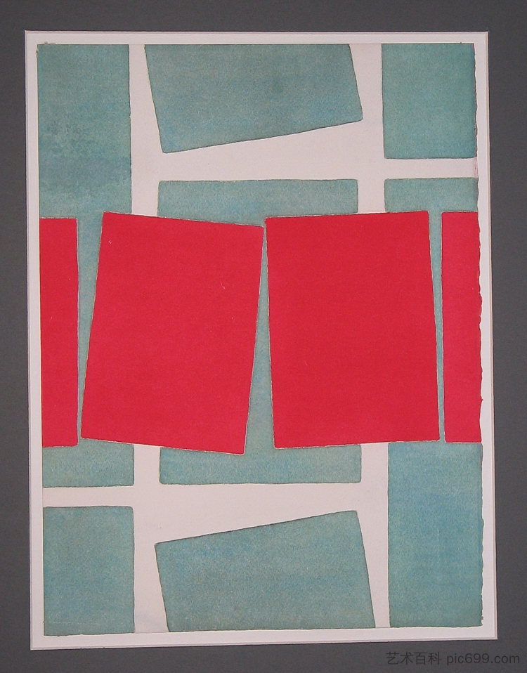 “彩色方形构图”系列的构图 Composition From a Series 'Compositions With Colored Square Shapes' (1981)，赫里霍里·哈夫里连科