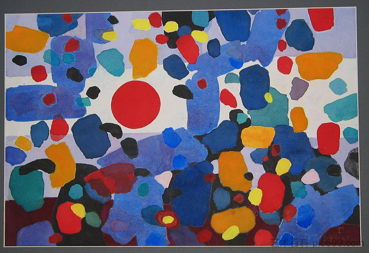 构图（带红色圆圈） Composition (with Red Circle) (1983)，赫里霍里·哈夫里连科