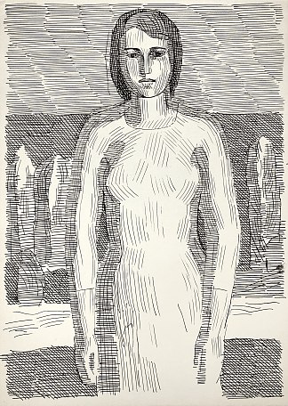 女性形象。但丁插图的准备图 Female image. Preparatory drawing for Dante’s illustration (c.1965 – c.1975)，赫里霍里·哈夫里连科