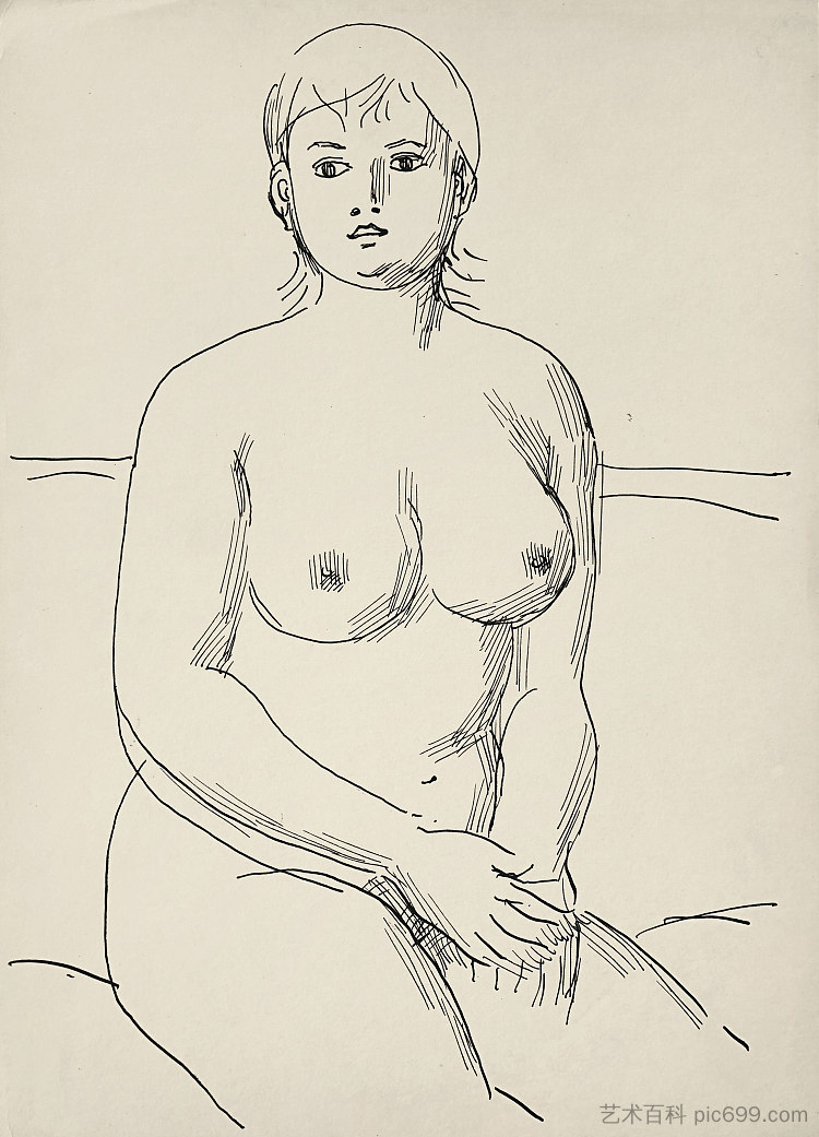 裸体坐姿 Nude sitting (c.1965 - c.1975)，赫里霍里·哈夫里连科
