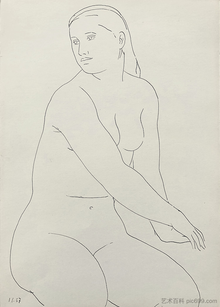 裸体坐姿 Nude sitting (c.1965 - c.1975)，赫里霍里·哈夫里连科