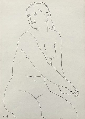 裸体坐姿 Nude sitting (c.1965 – c.1975)，赫里霍里·哈夫里连科