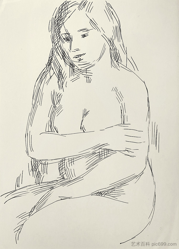 裸体坐姿 Nude sitting (c.1977)，赫里霍里·哈夫里连科