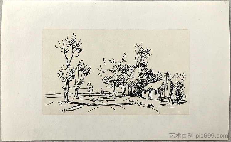 房子在路边。斯特布利夫（？ House by the road. Stebliv (?) (1956)，赫里霍里·哈夫里连科