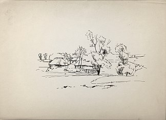 有房屋的景观。斯特布利夫（？ Landscape with houses. Stebliv (?) (c.1956)，赫里霍里·哈夫里连科