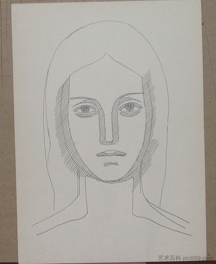 女性形象(比阿特丽斯)。板材的反面 Female Image (Beatrice). The reverse side of the sheet (c.1965),赫里霍里·哈夫里连科