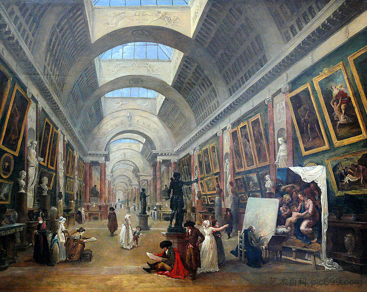 卢浮宫大画廊开发项目 Projet d'aménagement de la Grande Galerie du Louvre (1796)，休伯特·罗伯特