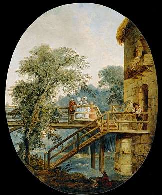 人行天桥 The Footbridge (1775)，休伯特·罗伯特