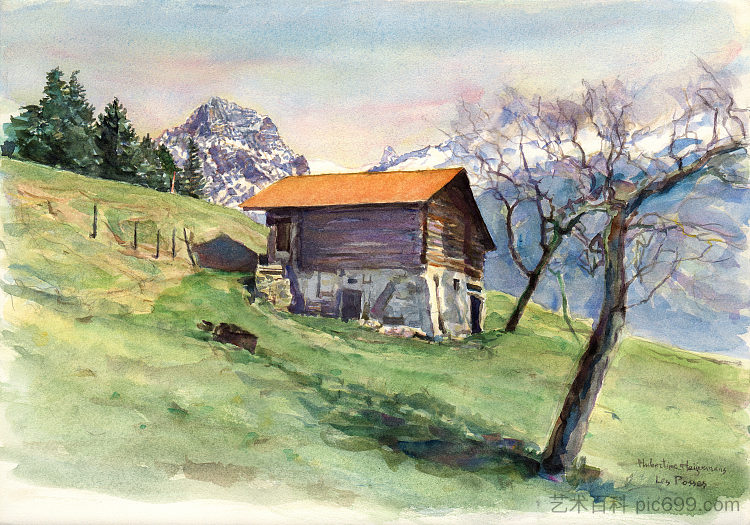 格里永上方“Les Posses”的山间谷仓 Mountain barn at 'Les Posses' above Gryon (2003; Les Posses,Switzerland  )，胡伯廷海耶曼