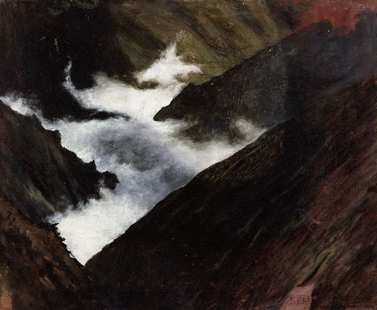 高加索的山涧 Mountain Stream in Caucasia (1899)，胡戈·辛贝里