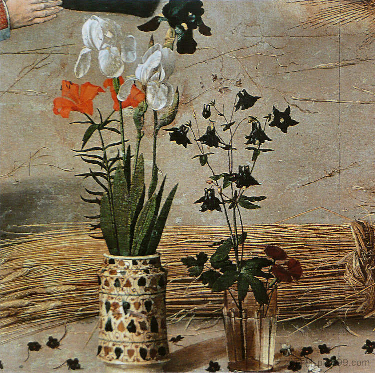 花（波蒂纳里祭坛画中央面板的细节） Flower (detail from the central panel of the Portinari Altarpiece) (c.1479)，胡果·凡·德·格斯