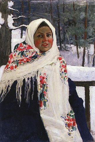 穿俄罗斯披肩的女孩 Girl in Russian Shawl (1890)，伊戈尔·格拉巴尔