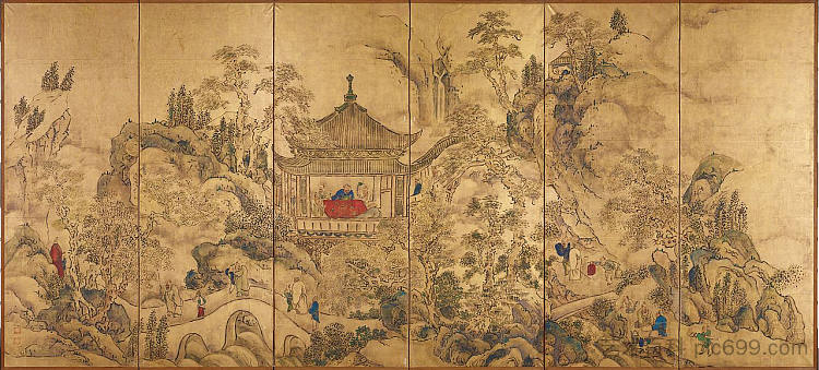 景观与塔 Landscape with Tower，池大雅