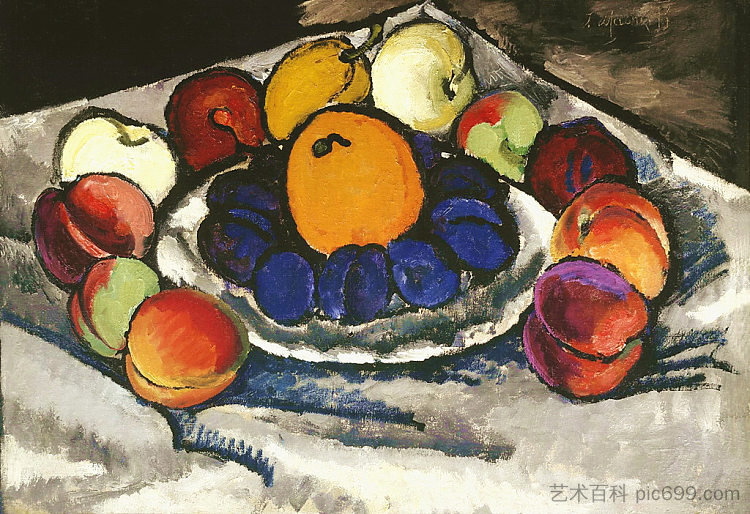 盘子里的水果 Fruit on the plate (1910)，伊利亚·马什科娃