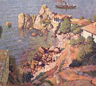 古尔祖夫。契诃夫故居和海滩的景色 Gurzuf. Views of the Chekhov’s house and the beach (1925)，伊利亚·马什科娃