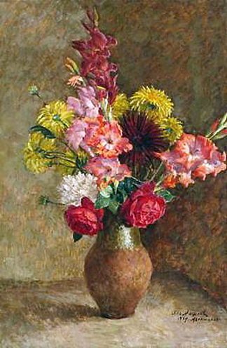 静物画。花 Still Life. Flowers (1939)，伊利亚·马什科娃