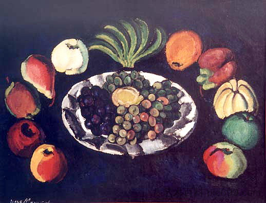 香蕉静物 Still life with bananas (c.1910)，伊利亚·马什科娃