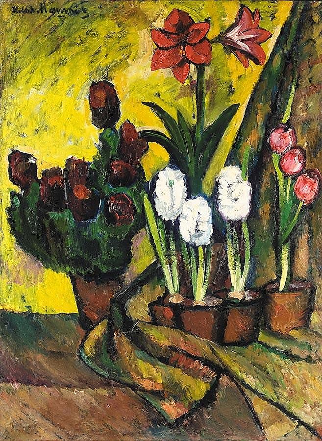静物与鲜花 Still Life with Flowers (1912)，伊利亚·马什科娃